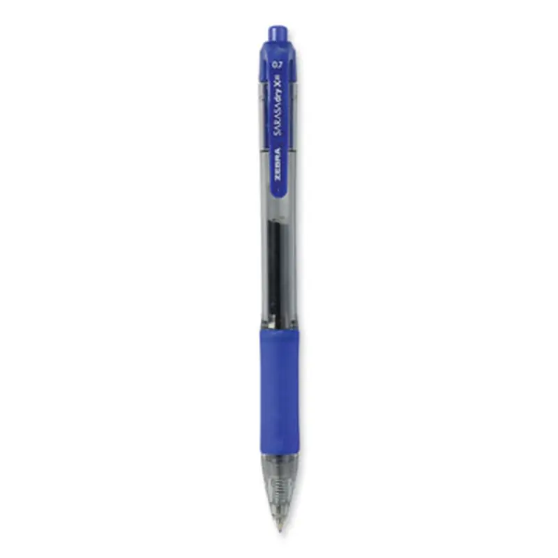 Sarasa Dry Gel X20 Gel Pen, Retractable, Medium 0.7 mm, Blue Ink, Clear/Blue Barrel, 12/Pack - Pens | Zebra