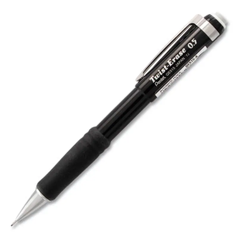 Twist-Erase III Mechanical Pencil, 0.5 mm, HB (#2), Black Lead, Black Barrel - Pencils | Pentel