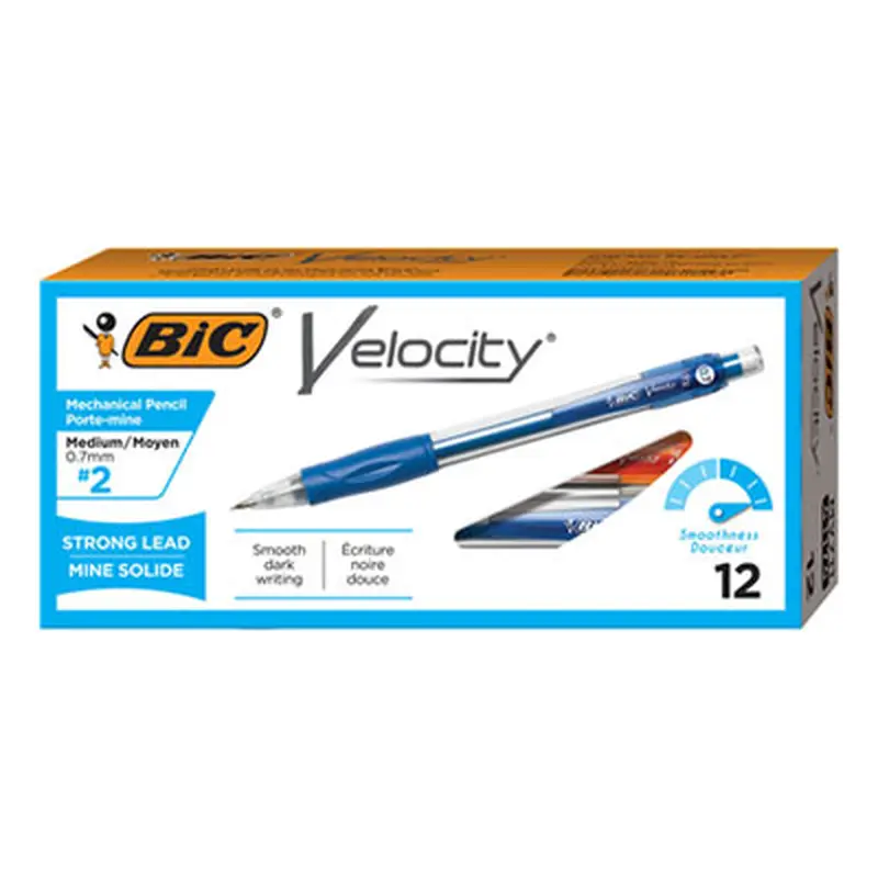 Velocity Original Mechanical Pencil, 0.7 mm, HB (#2), Black Lead, Blue Barrel, Dozen - Pencils | BIC