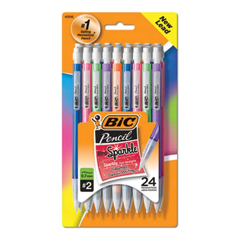 Xtra-Sparkle Mechanical Pencil Value Pack, 0.7 mm, HB (#2), Black Lead, Assorted Barrel Colors, 24/Pack - Pencils | BIC