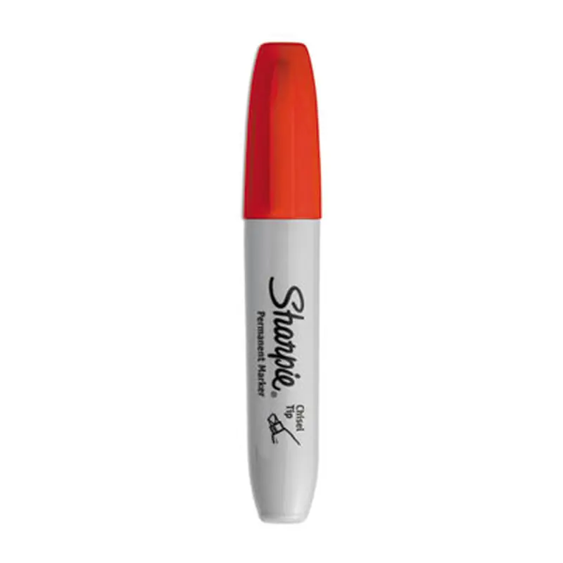 Chisel Tip Permanent Marker, Medium Chisel Tip, Red, Dozen - Markers | Sharpie