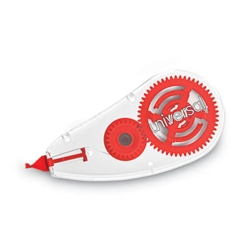 Correction Tape Dispenser, Non-Refillable, 0.2" x 26.25 ft, White Tape, Clear/Red Dispenser, 10/Pack - Correction Tapes | Universal