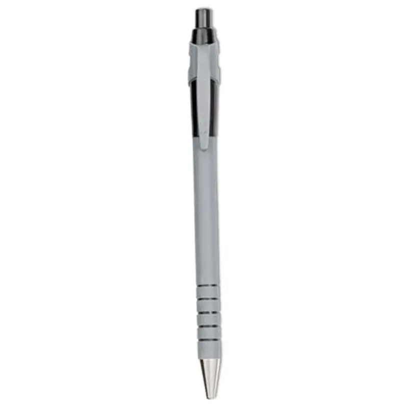 FlexGrip Ultra Recycled Ballpoint Pen, Retractable, Fine 0.8 mm, Black Ink, Gray/Black Barrel, Dozen - Pens | Paper Mate