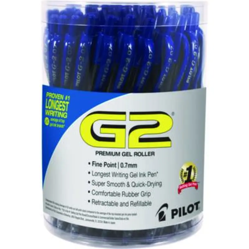 G2 Premium Gel Pen Convenience Pack, Retractable, Fine 0.7 mm, Blue Ink, Smoke/Blue Barrel, 36/Pack - Pens | Pilot