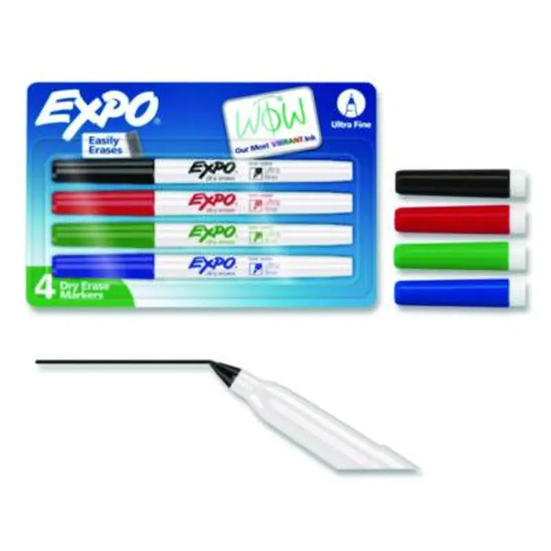 Low-Odor Dry-Erase Marker, Extra-Fine Bullet Tip, Assorted Colors, 4/Pack - Board Markers | EXPO