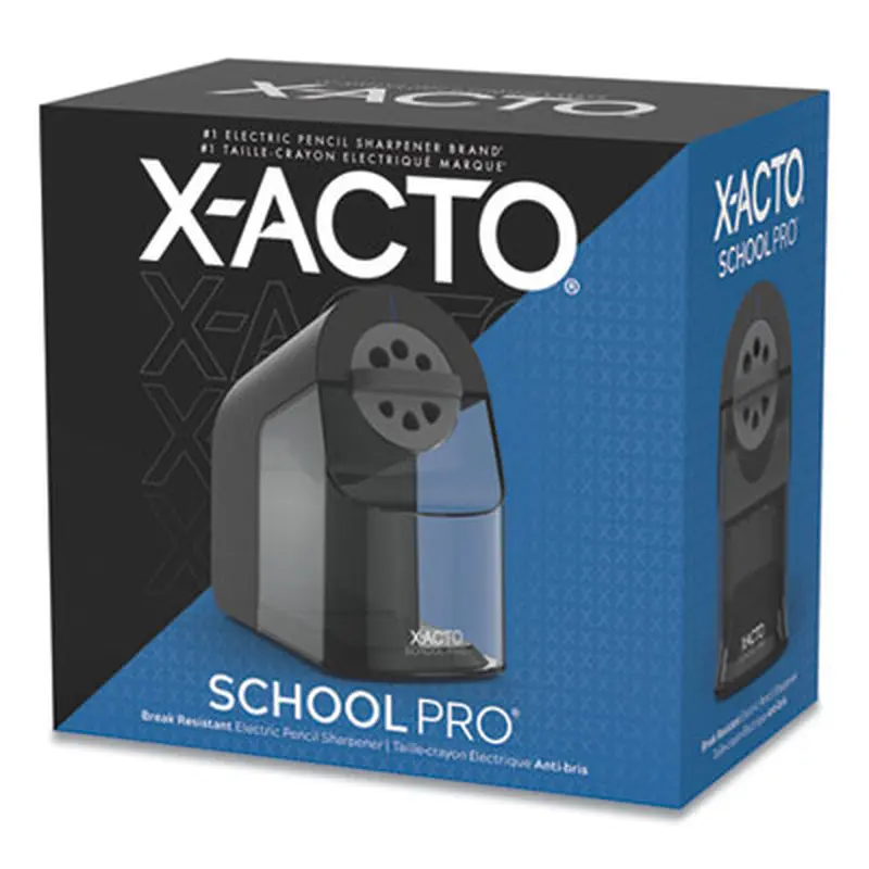 Model 1670 School Pro Classroom Electric Pencil Sharpener, AC-Powered, 4 x 7.5 x 7.5, Black/Gray/Smoke - Pencil & Crayon Sharpeners | X-ACTO