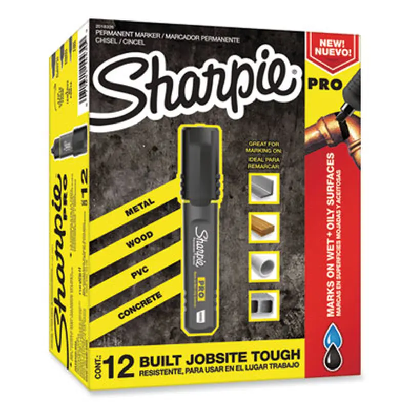 Pro Permanent Marker, Broad Chisel Tip, Black, Dozen - Markers | Sharpie