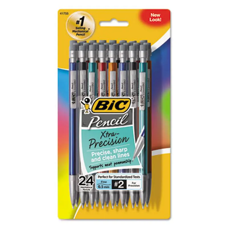 Xtra-Precision Mechanical Pencil Value Pack, 0.5 mm, HB (#2), Black Lead, Assorted Barrel Colors, 24/Pack - Pencils | BIC