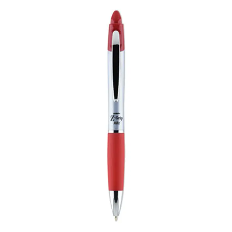 Z-Grip MAX Ballpoint Pen, Retractable, Medium 1 mm, Red Ink, Silver/Red Barrel, 12/Pack - Pens | Zebra
