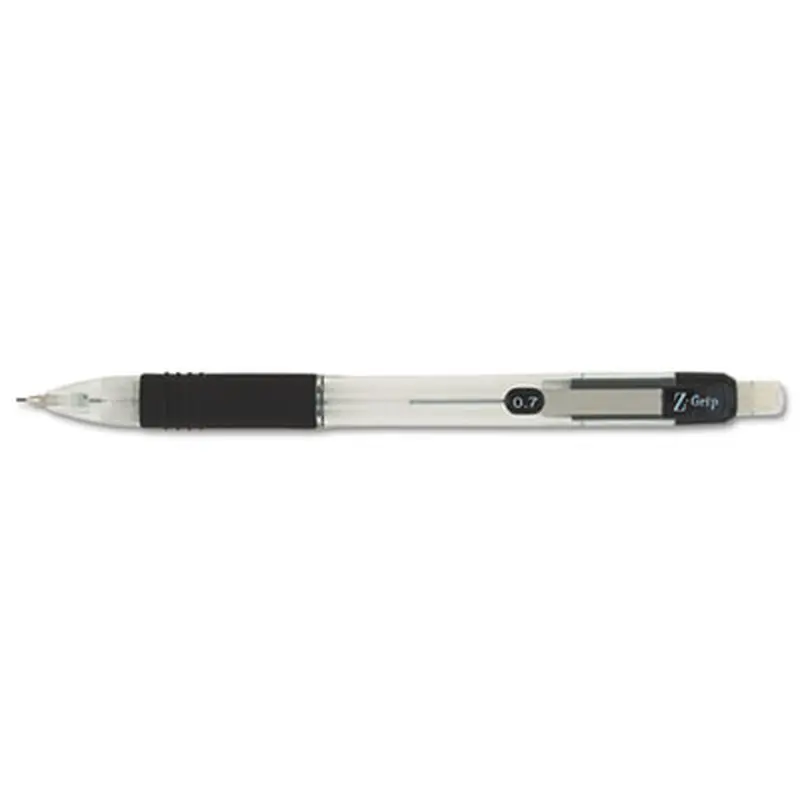 Z-Grip Mechanical Pencil, 0.7 mm, HB (#2), Black Lead, Clear/Black Barrel, Dozen - Pencils | Zebra