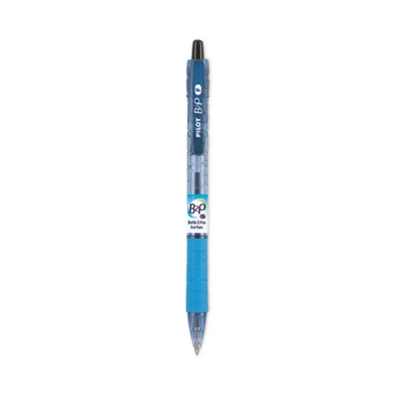 B2P Bottle-2-Pen Recycled Ballpoint Pen, Retractable, Fine 0.7 mm, Black Ink, Translucent Blue Barrel, Dozen - Pens | Pilot
