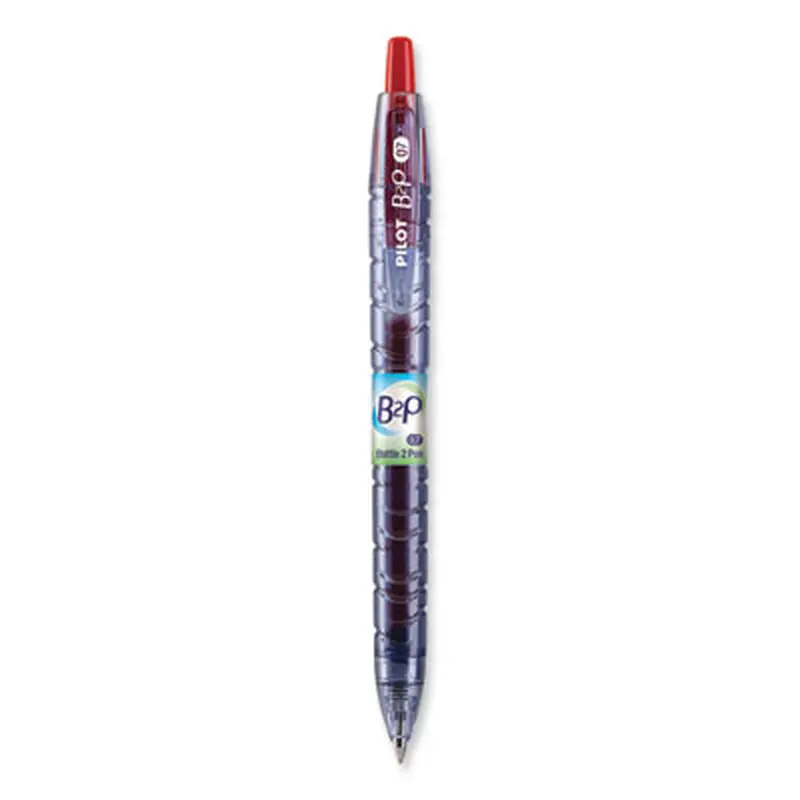 B2P Bottle-2-Pen Recycled Gel Pen, Retractable, Fine 0.7 mm, Red Ink, Translucent Blue Barrel - Pens | Pilot