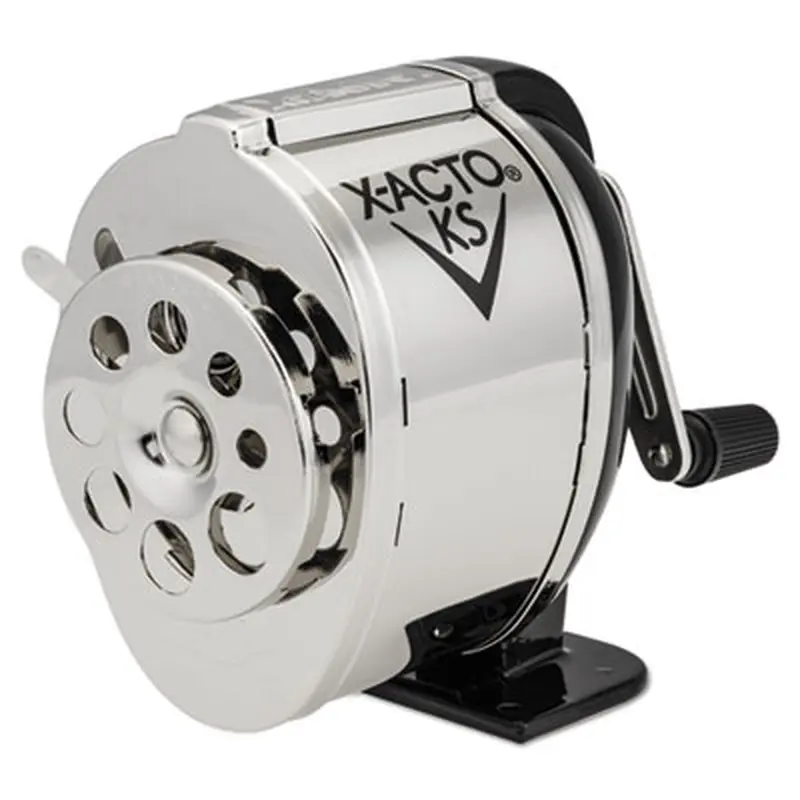 KS Manual Classroom Pencil Sharpener, Table/Wall-Mount Design, Manually-Powered, 2.75 x 4.75 x 4.25, Black/Nickel - Pencil & Crayon Sharpeners | X-ACTO