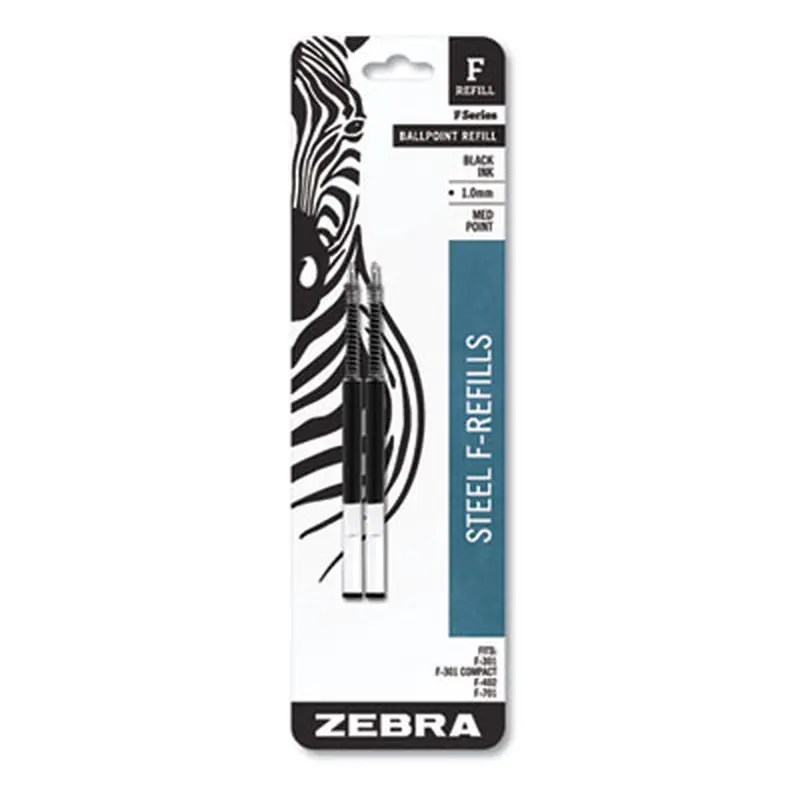 F-Refill for Zebra F-Series Ballpoint Pens, Medium Conical Tip, Black Ink, 2/Pack - Pen & Marker Refills | Zebra