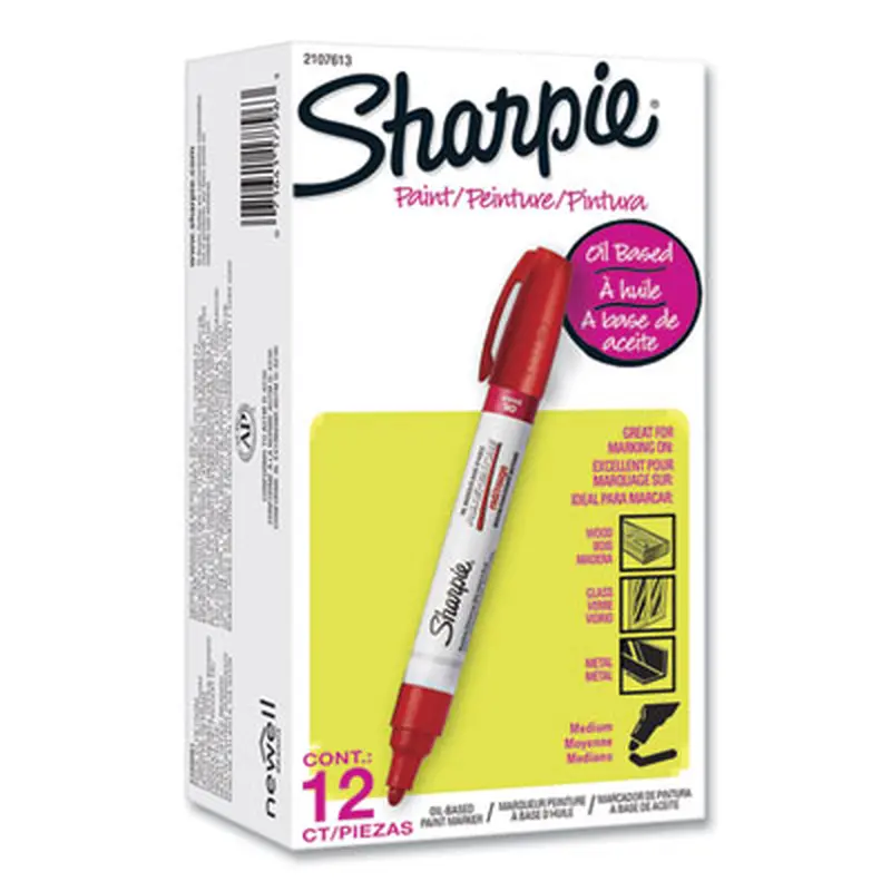 Permanent Paint Marker, Medium Bullet Tip, Red, Dozen - Markers | Sharpie