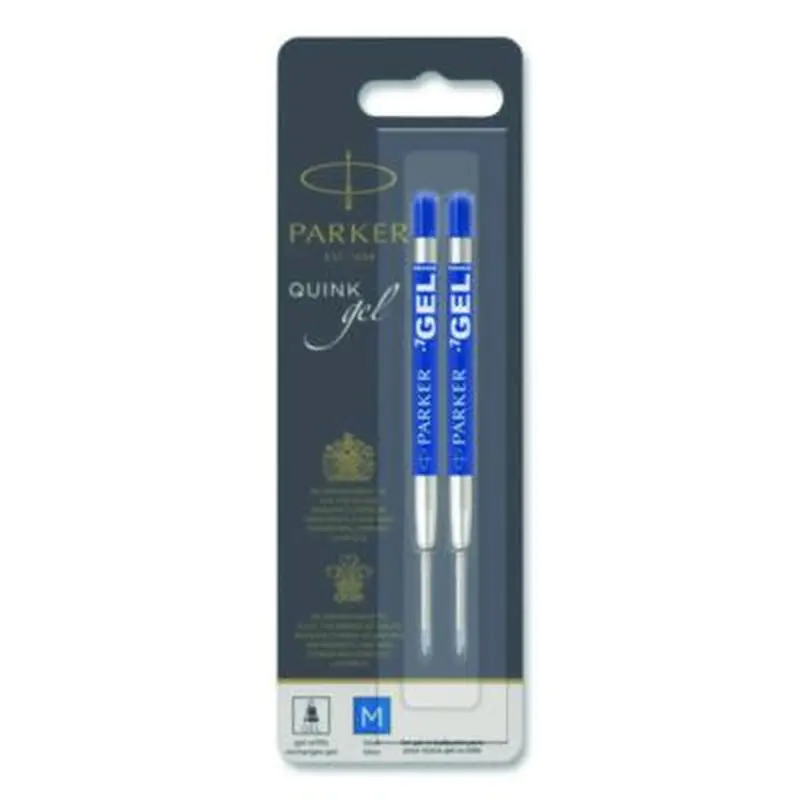 Refill for Parker Retractable Gel Ink Roller Ball Pens, Medium Conical Tip, Blue Ink, 2/Pack - Pen & Marker Refills | Parker