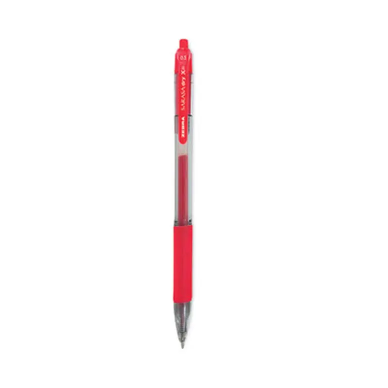 Sarasa Dry Gel X20 Gel Pen, Retractable, Fine 0.5 mm, Red Ink, Clear/Red Barrel, 12/Pack - Pens | Zebra