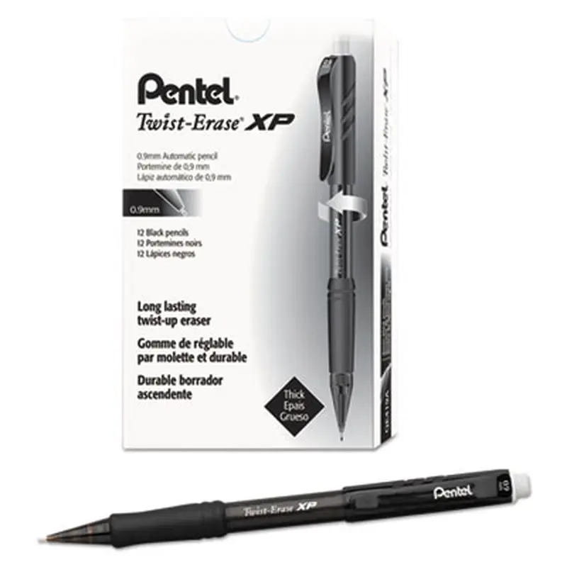 Twist-Erase EXPRESS Mechanical Pencil, 0.9 mm, HB (#2), Black Lead, Black Barrel, Dozen - Pencils | Pentel