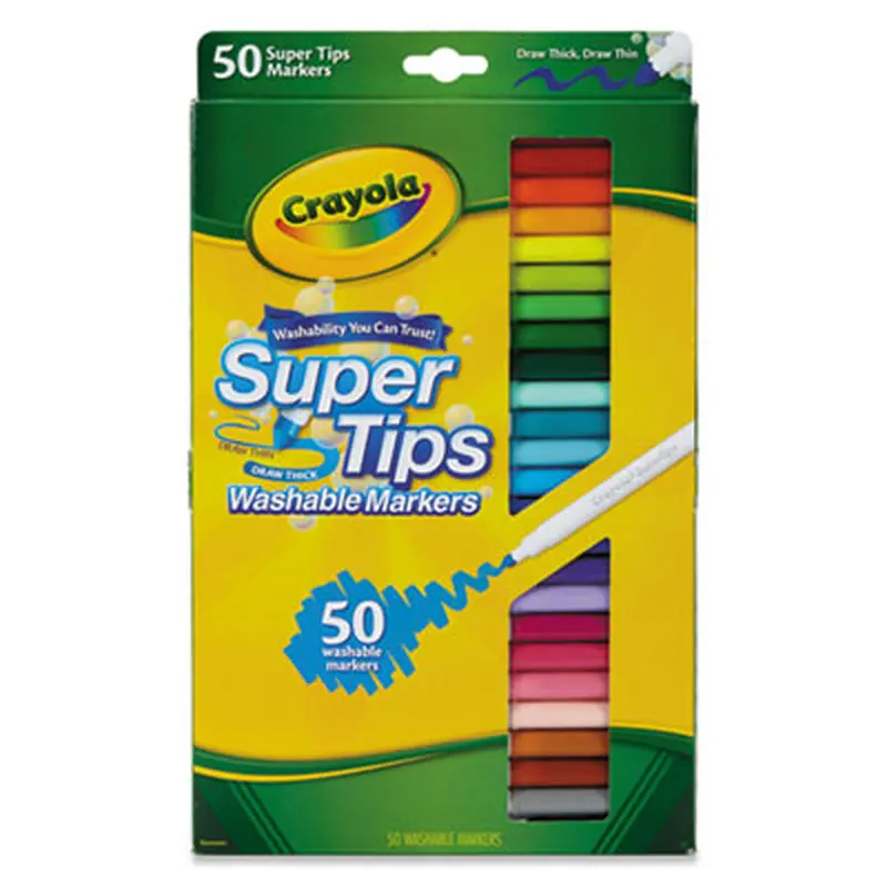 Washable Super Tips Markers, Fine/Broad Bullet Tips, Assorted Colors, 50/Set - Markers | Crayola