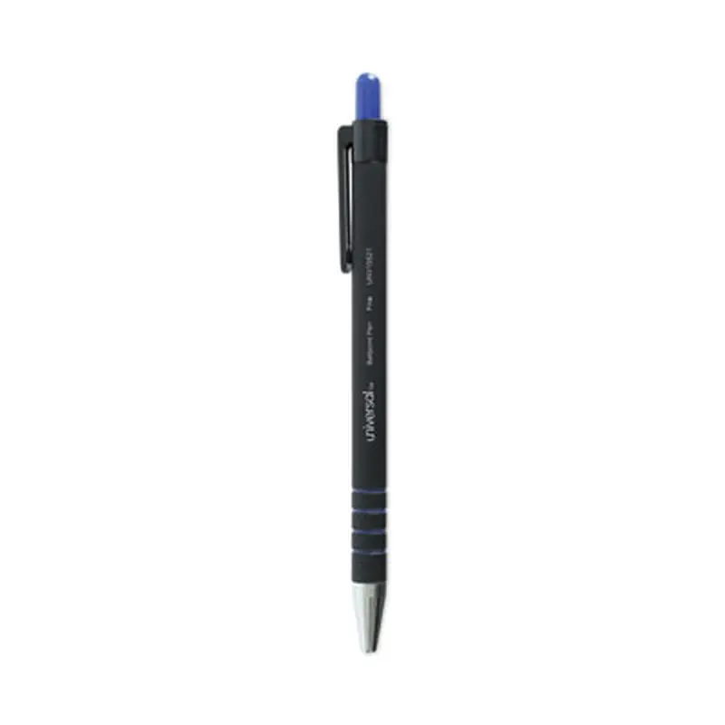 Ballpoint Pen, Retractable, Fine 0.7 mm, Blue Ink, Blue Barrel, Dozen - Pens | Universal