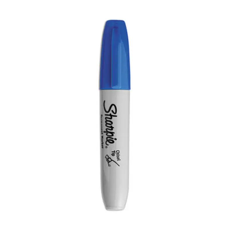 Chisel Tip Permanent Marker, Medium Chisel Tip, Blue, Dozen - Markers | Sharpie