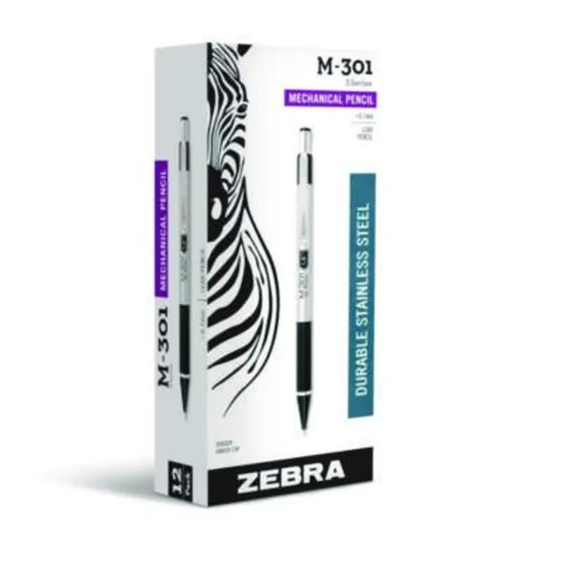 M-301 Mechanical Pencil, 0.7 mm, HB (#2), Black Lead, Silver/Black Barrel - Pencils | Zebra