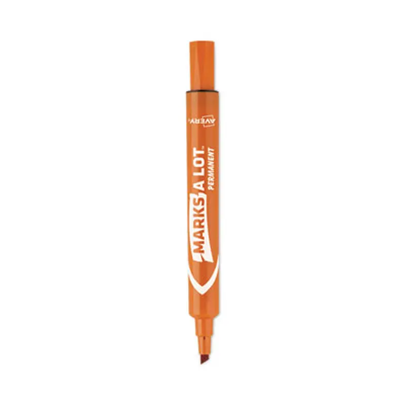 MARKS A LOT Large Desk-Style Permanent Marker, Broad Chisel Tip, Orange, Dozen (8883) - Markers | Avery