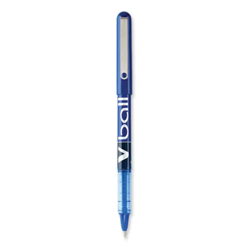 VBall Liquid Ink Rollerball Pen, Stick, Extra-Fine 0.5 mm, Blue Ink, Blue/Clear Barrel, Dozen - Pens | Pilot