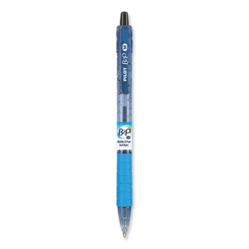 B2P Bottle-2-Pen Recycled Ballpoint Pen, Retractable, Medium 1 mm, Black Ink, Translucent Blue Barrel, Dozen - Pens | Pilot