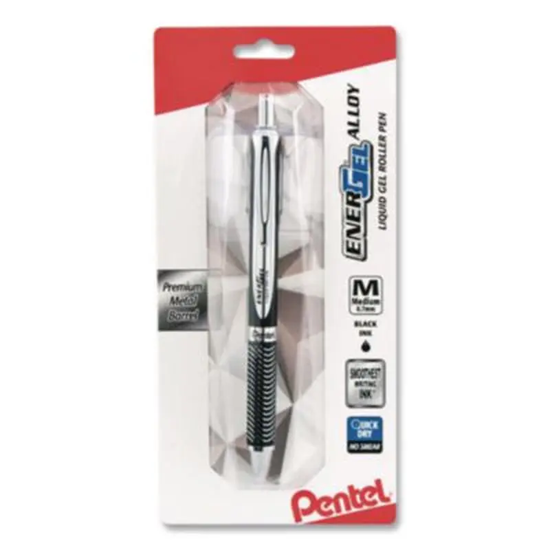 EnerGel Alloy RT Gel Pen, Retractable, Medium 0.7 mm, Black Ink, Black Barrel - Pens | Pentel