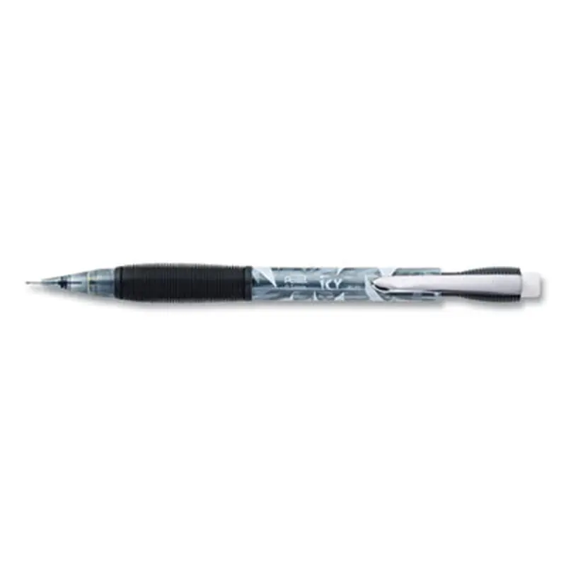Icy Mechanical Pencil, 0.5 mm, HB (#2), Black Lead, Translucent Ice/Black Barrel, Dozen - Pencils | Pentel