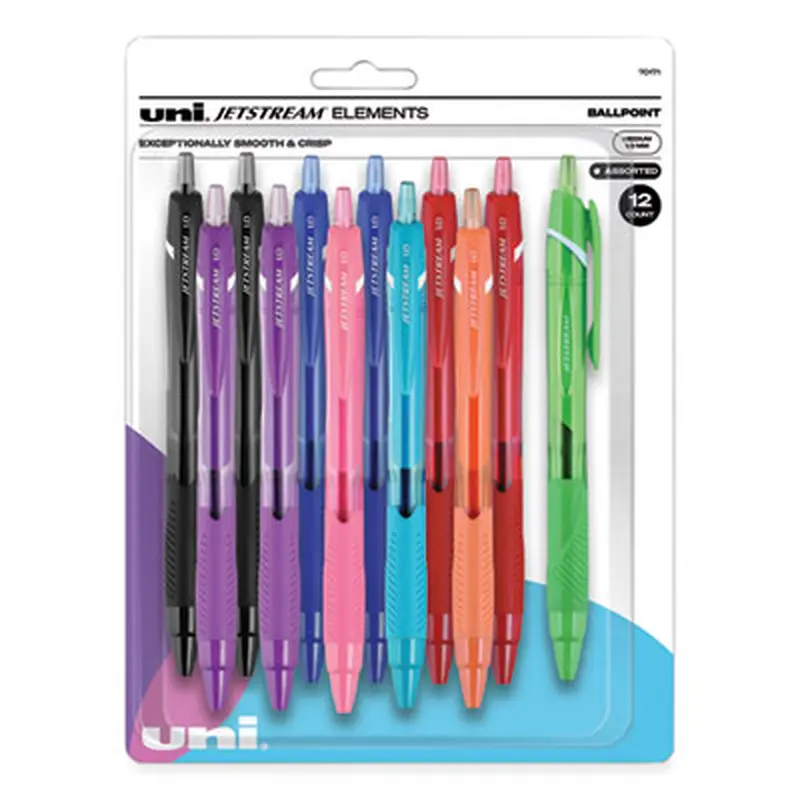 Jetstream Elements Hybrid Gel Pen, Retractable, Medium 1 mm, Assorted Ink and Barrel Colors, 12/Pack - Pens | uniball