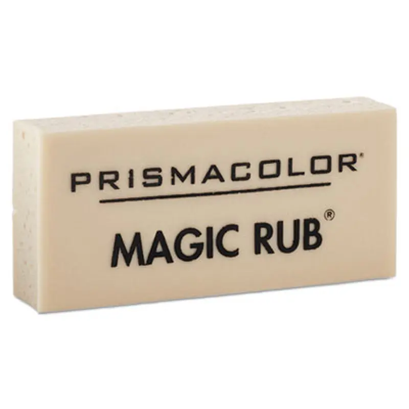 MAGIC RUB Eraser, For Pencil/Ink Marks, Rectangular Block, Medium, Off White, Dozen - Pencil & Ink Erasers | Prismacolor