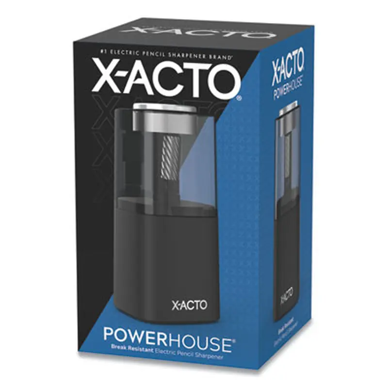 Model 1799 Powerhouse Office Electric Pencil Sharpener, AC-Powered, 3 x 3 x 7, Black/Silver/Smoke - Pencil & Crayon Sharpeners | X-ACTO