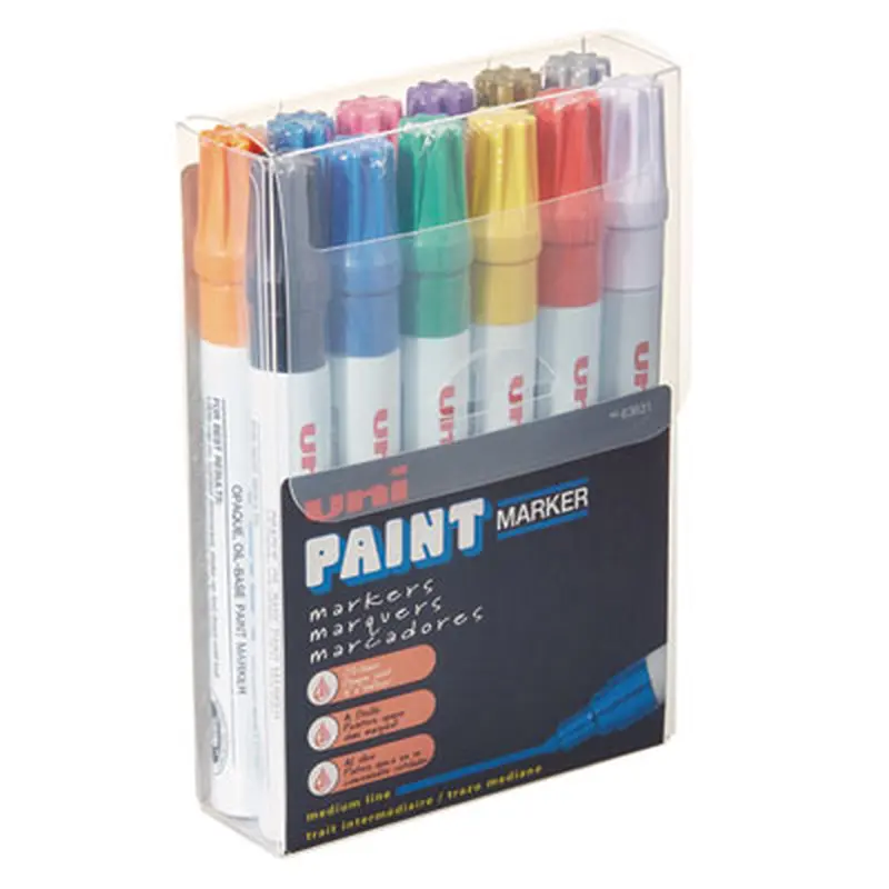 Permanent Marker, Medium Bullet Tip, Assorted Colors, 12/Set - Markers | uni-Paint