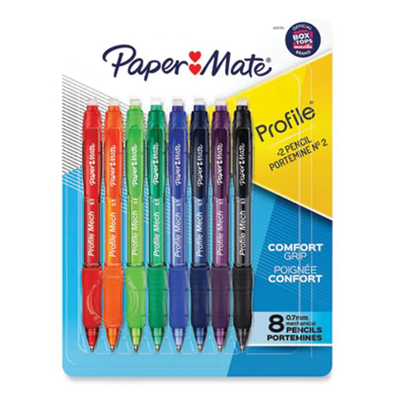 Profile Mechanical Pencils, 0.7 mm, HB (#2), Black Lead, Assorted Barrel Colors, 8/Pack - Pencils | Paper Mate