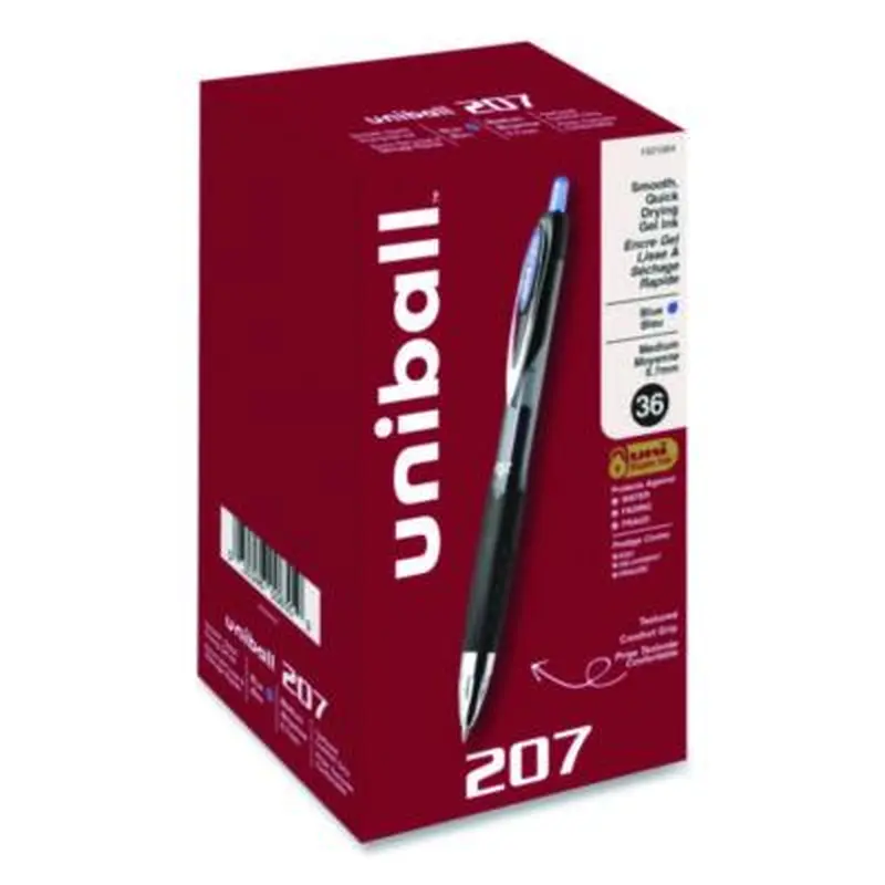 Signo 207 Gel Pen Value Pack, Retractable, Medium 0.7 mm, Blue Ink, Smoke/Black/Blue Barrel, 36/Box - Pens | uniball