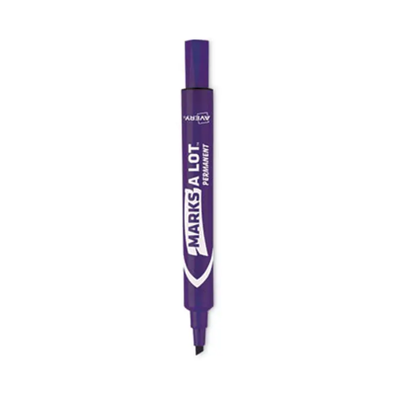 MARKS A LOT Large Desk-Style Permanent Marker, Broad Chisel Tip, Purple, Dozen (8884) - Markers | Avery