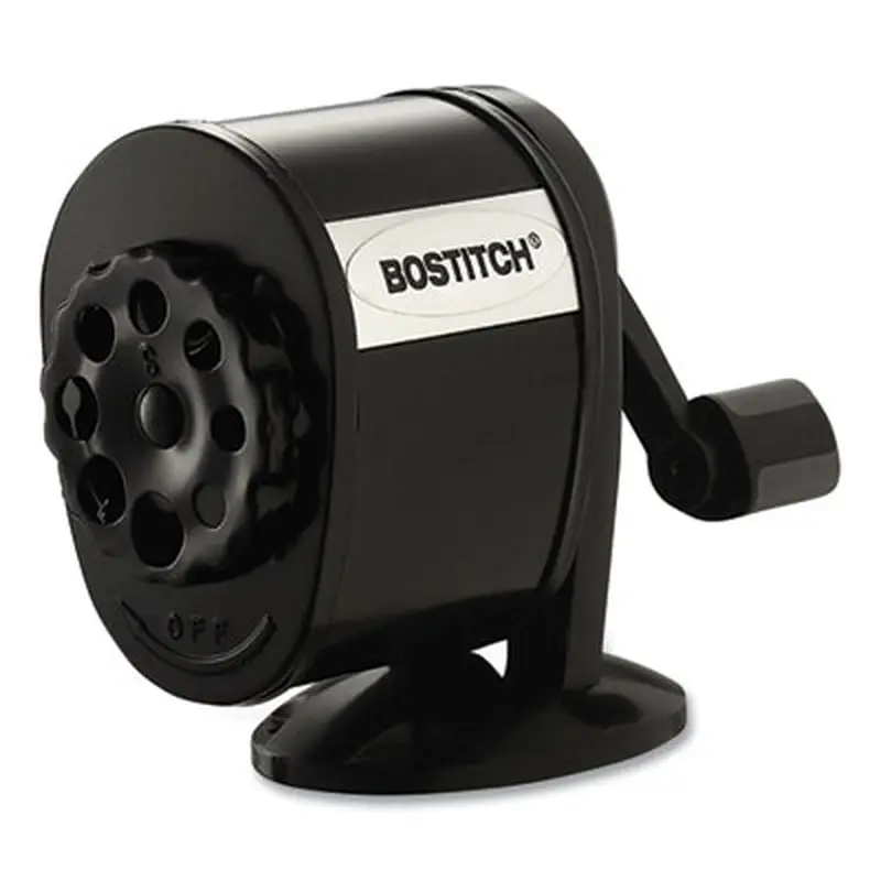 Metal Manual Pencil Sharpener, Manually-Powered, 5.44" x 2.69" x 4.33", Black - Pencil & Crayon Sharpeners | Bostitch