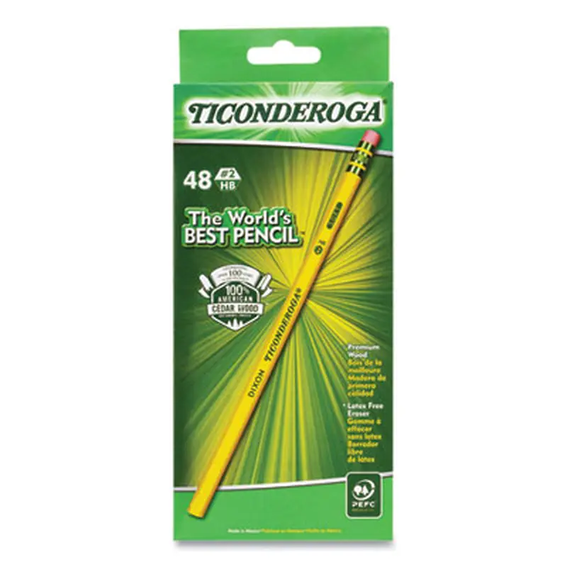 Pencils, HB (#2), Black Lead, Yellow Barrel, 48/Pack - Pencils | Ticonderoga