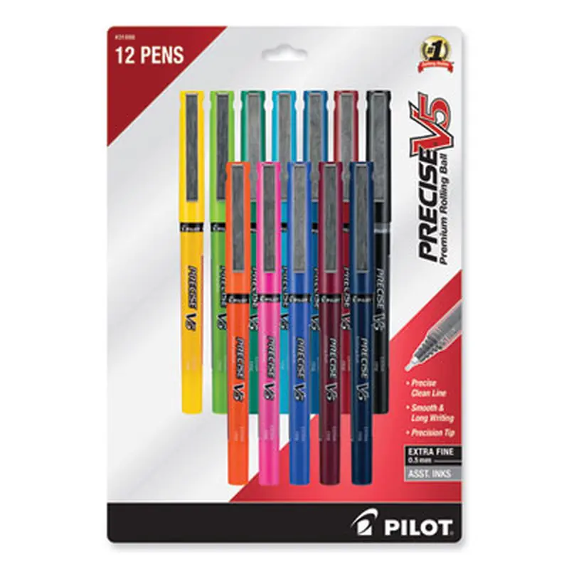 Precise V5 Rollerball Pen, Stick, Fine 0.5 mm, Assorted Ink and Barrel Colors, Dozen - Pens | Pilot