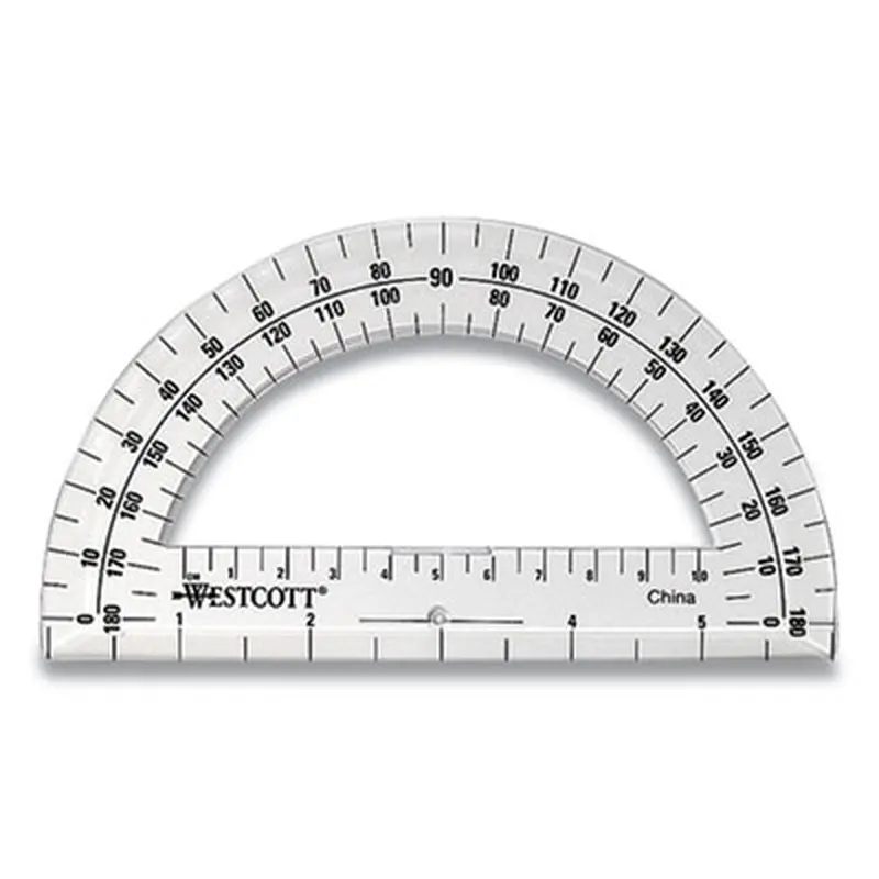 180 Degree Protractor, Plastic, 6" Ruler Edge/180 Degree, Clear - Protractors | Westcott