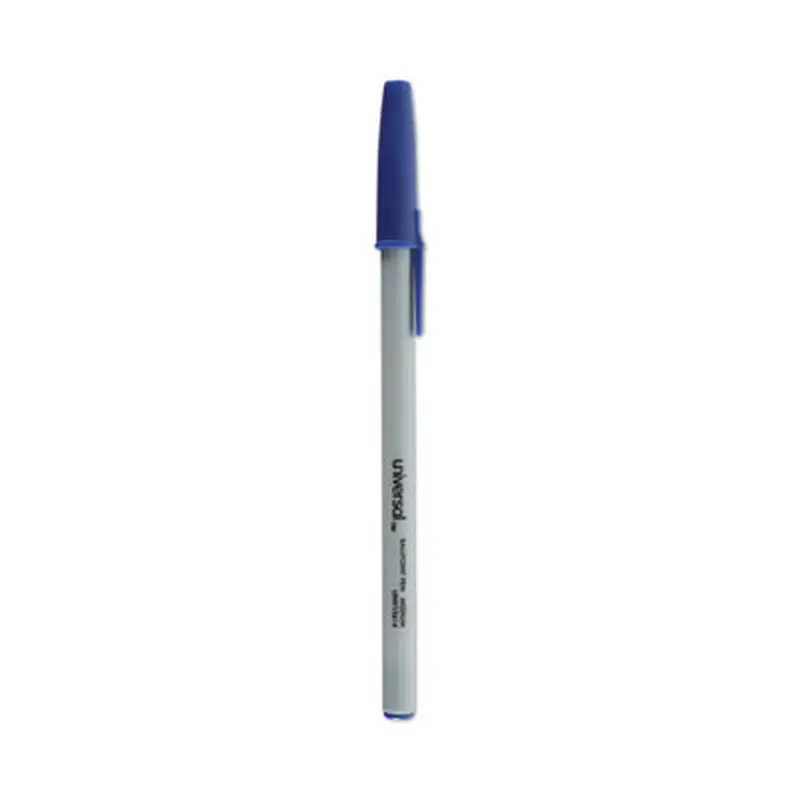 Ballpoint Pen Value Pack, Stick, Medium 1 mm, Blue Ink, Gray/Blue Barrel, 60/Pack - Pens | Universal