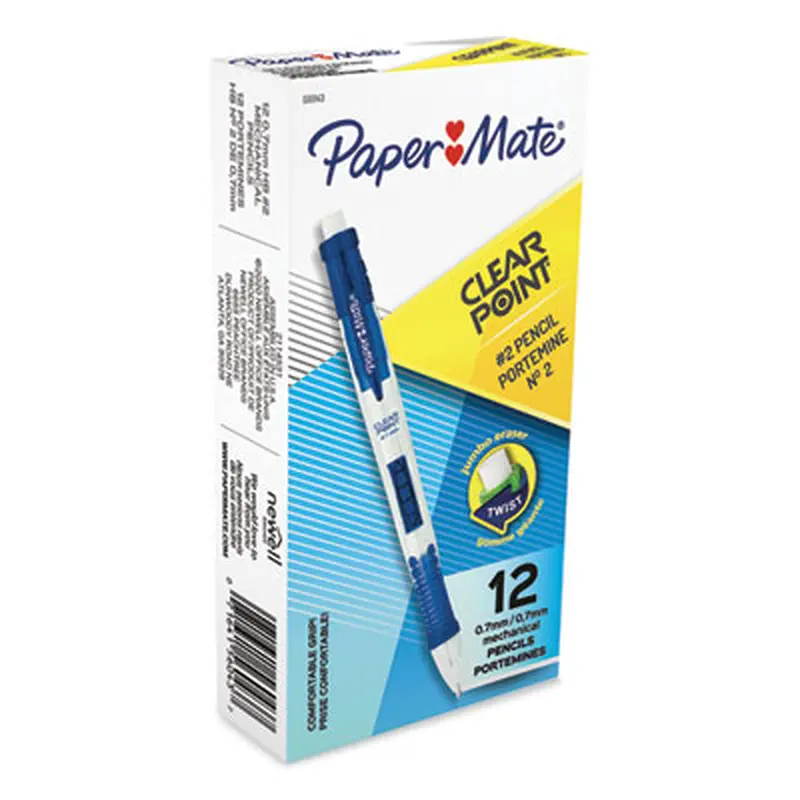 Clear Point Mechanical Pencil, 0.7 mm, HB (#2), Black Lead, Blue Barrel - Pencils | Paper Mate