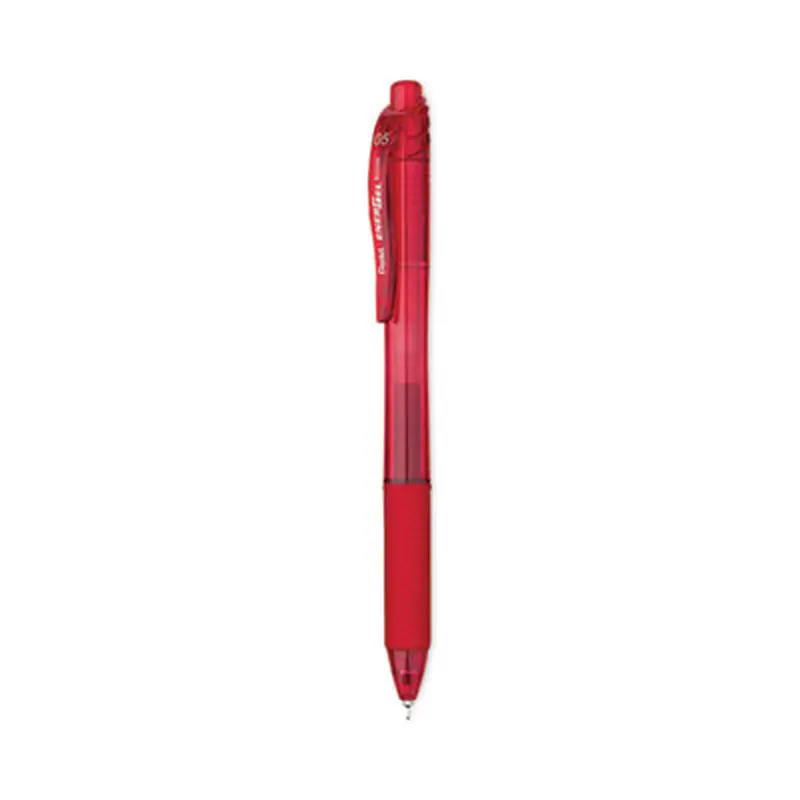 EnerGel-X Gel Pen, Retractable, Fine 0.5 mm, Red Ink, Translucent Red/Red Barrel, Dozen - Pens | Pentel