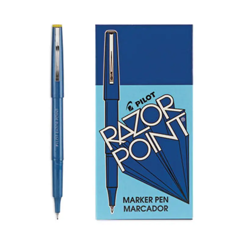 Razor Point Fine Line Porous Point Pen, Stick, Extra-Fine 0.3 mm, Blue Ink, Blue Barrel, Dozen - Pens | Pilot