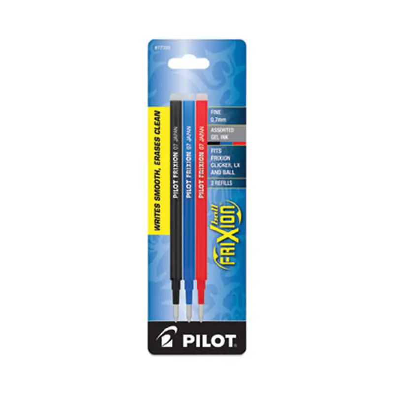 Refill for Pilot FriXion Erasable, FriXion Ball, FriXion Clicker and FriXion LX Gel Ink Pens, Fine Tip, Assorted Ink, 3/Pack - Pen & Marker Refills | Pilot