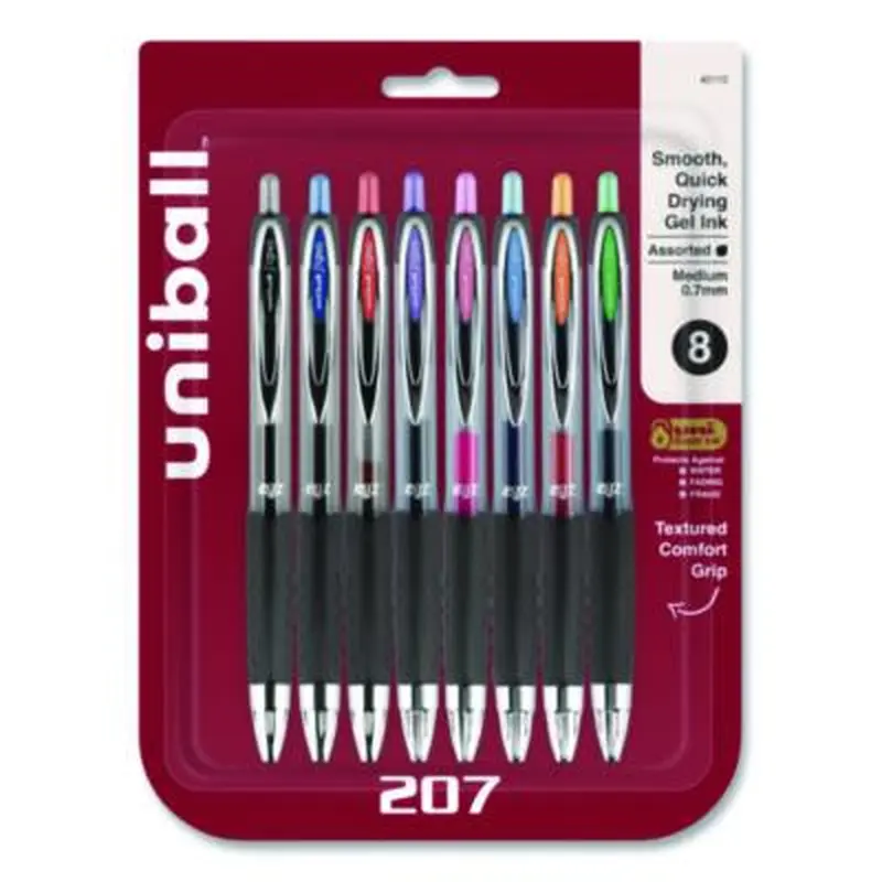 Signo 207 Gel Pen, Retractable, Medium 0.7 mm, Assorted Ink and Barrel Colors, 8/Pack - Pens | uniball