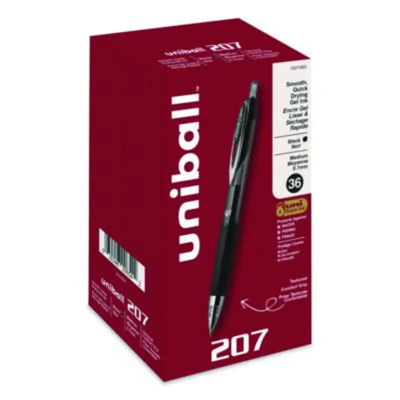 Signo 207 Gel Pen Value Pack, Retractable, Medium 0.7 mm, Black Ink, Smoke/Black Barrel, 36/Box - Pens | uniball