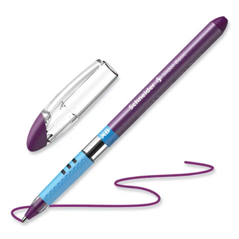 Slider Basic Ballpoint Pen, Stick, Extra-Bold 1.4 mm, Violet Ink, Violet Barrel, 10/Box - Pens | Schneider
